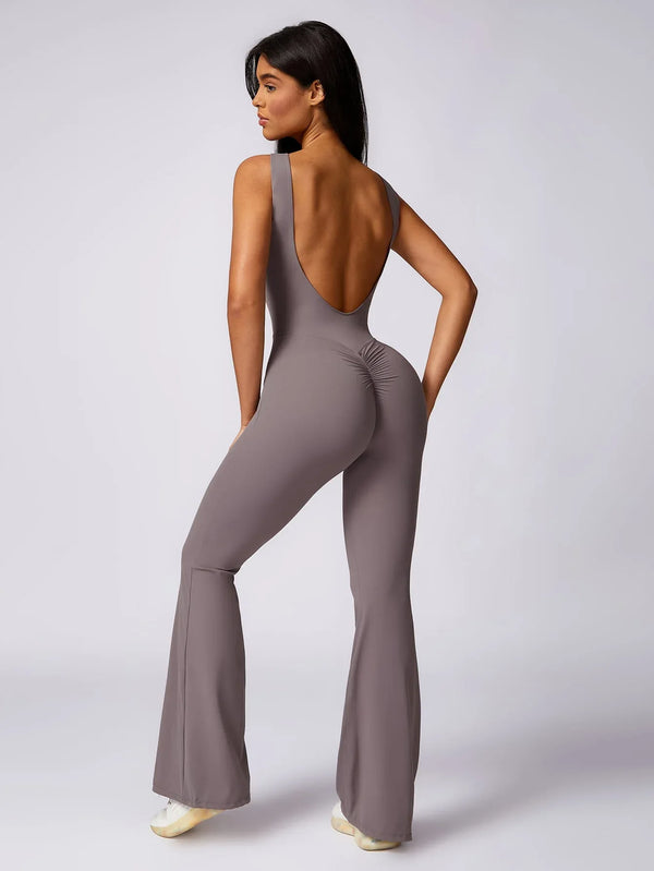 Sleeveless Butt Lifting Flare Jumpsuit 31''